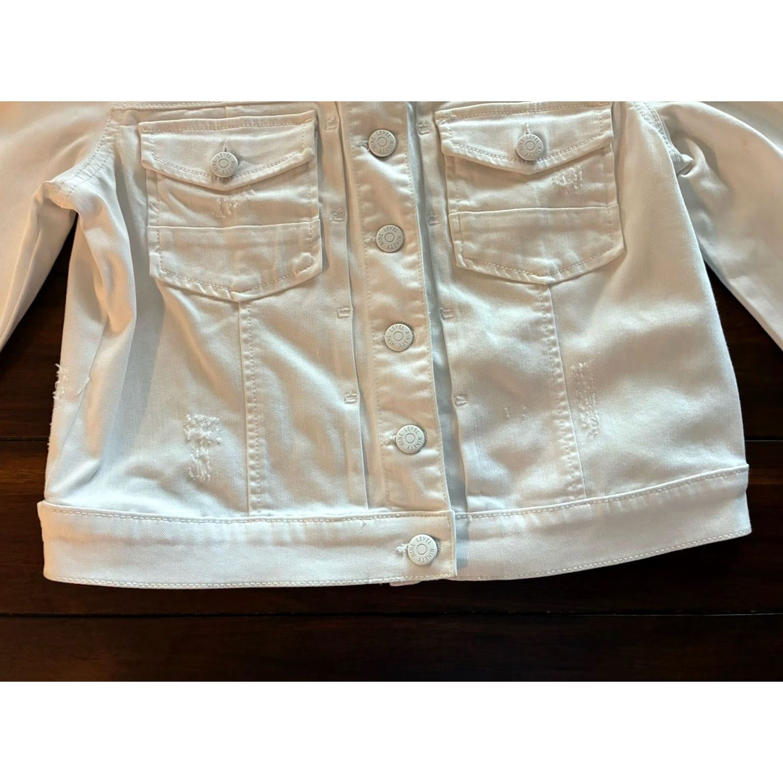 Denime VINTAGE Level 99 Denim Jacket Snap Front White Long Sleeve Womens Medium Size M / US 6-8 / IT 42-44 - 2 Thumbnail