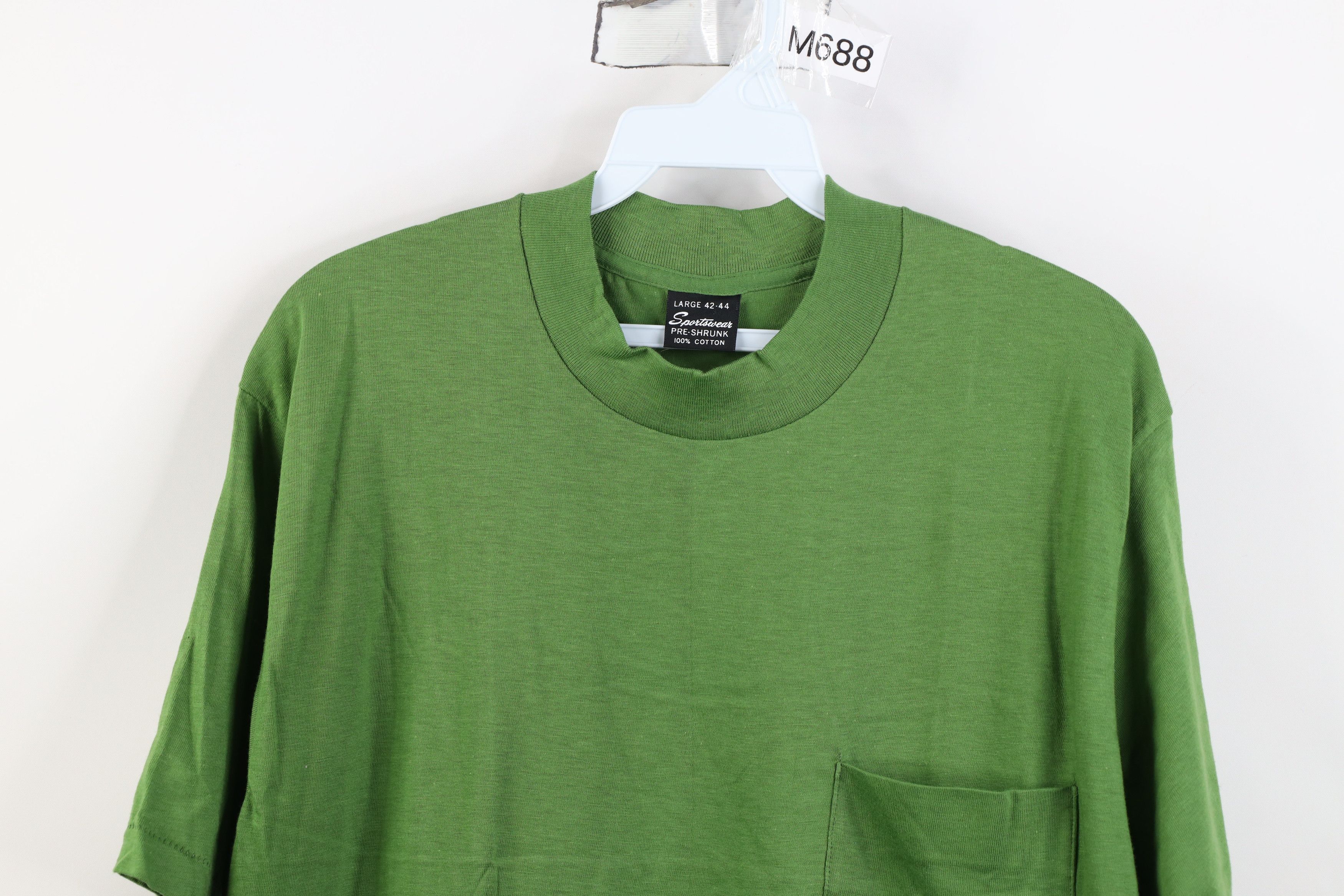 Vintage Deadstock Vintage 60s 70s Cotton T-Shirt Grass Green USA Size US L / EU 52-54 / 3 - 2 Thumbnail