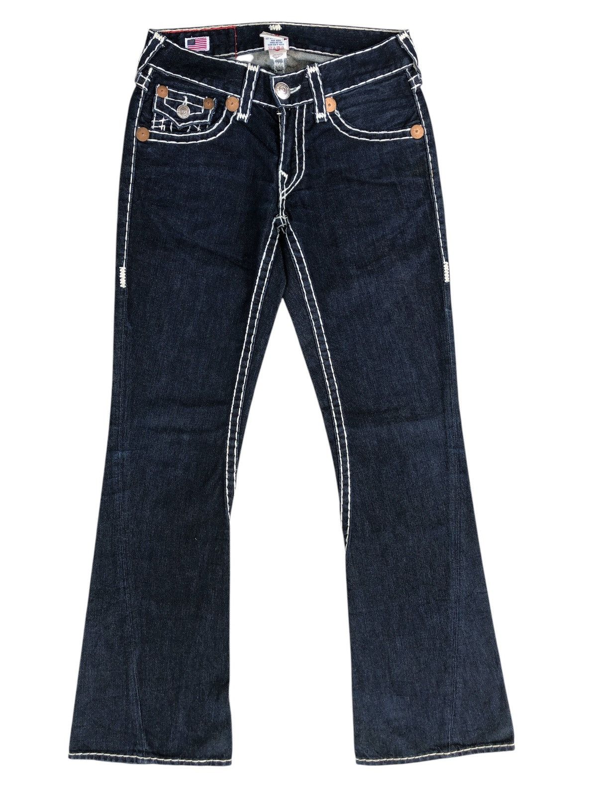 True Religion Vintage True Religion Flared Jeans White Stitch Size US 31 - 1 Thumbnail