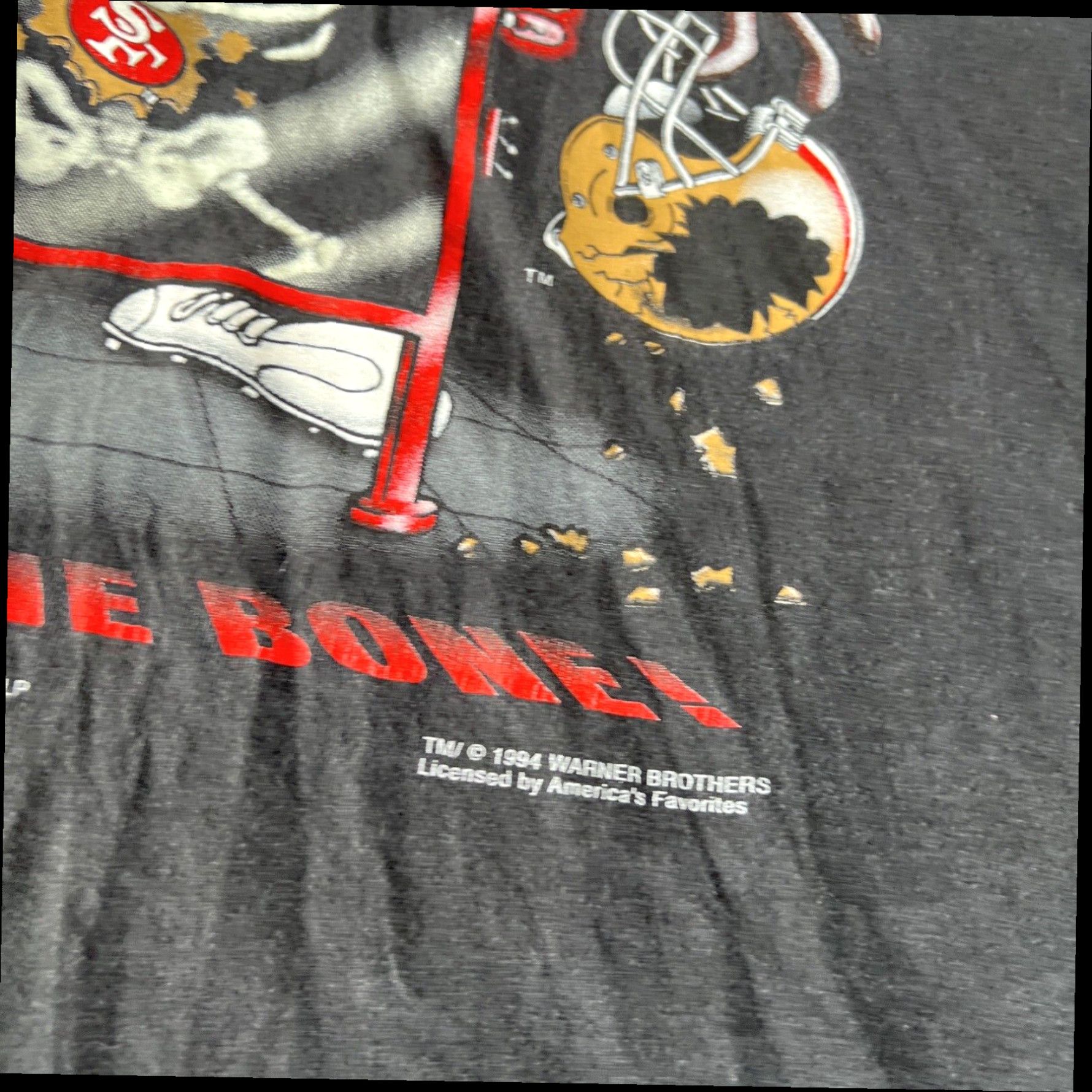 Vintage Vintage 49ers Taz Looney Tunes T Shirt Bad To the Bone All Over Print 1994 Rare Size US XXL / EU 58 / 5 - 3 Thumbnail