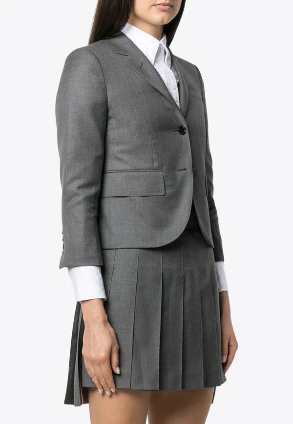 Thom Browne o1s22i1n0924 Single-Breasted Cropped Wool Jacket in Grey Size S / US 4 / IT 40 - 3 Thumbnail