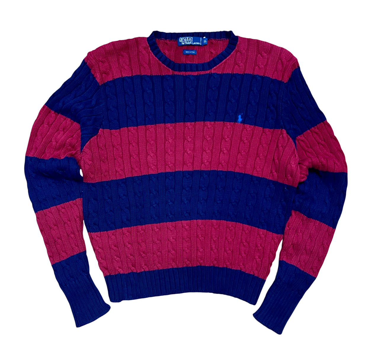 Polo Ralph Lauren Polo Ralph Lauren Striped Cable Knit Pullover Sweater Size US XL / EU 56 / 4 - 1 Thumbnail