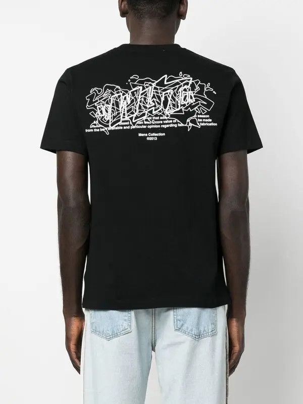 Off-White o1y0325 Logo Crewneck T-Shirt in Black Size US XXS / EU 40 - 4 Thumbnail