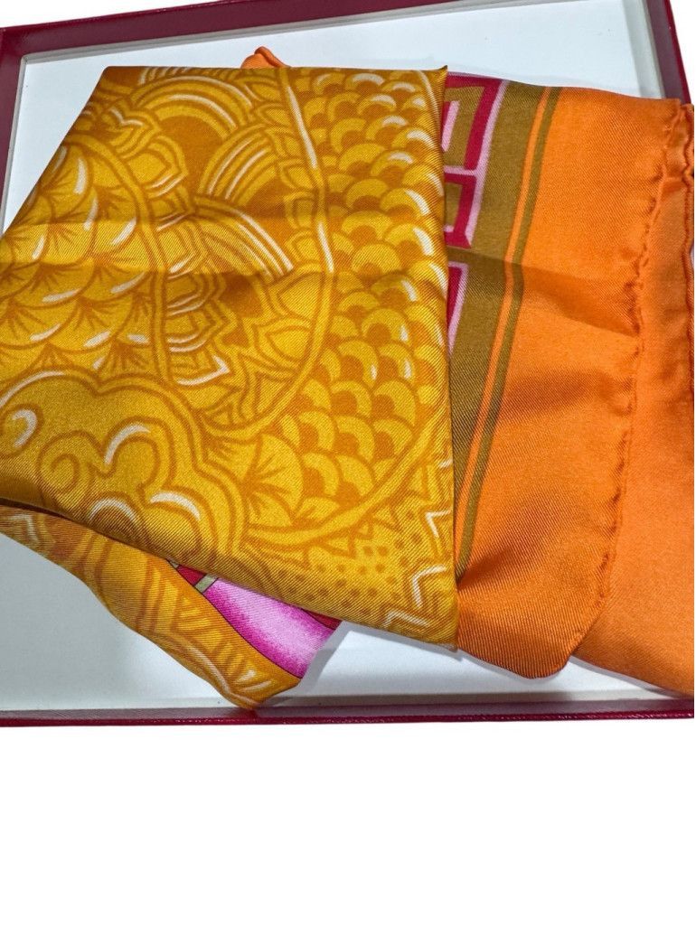 Cartier Cartier Silk Double Dragon Scarf/ Shawl 34" x34” in Box Size ONE SIZE - 10 Thumbnail