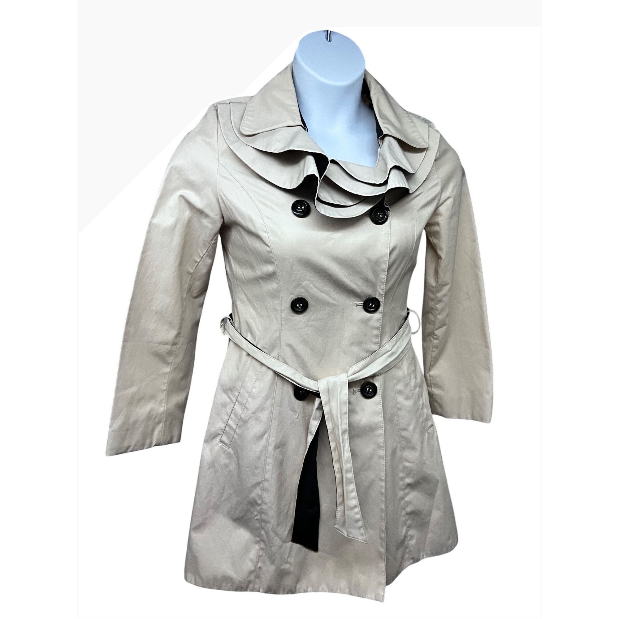Betsey Johnson Betsey Johnson Beige Double Breasted Belted Lined Trench Coa Size S / US 4 / IT 40 - 1 Thumbnail