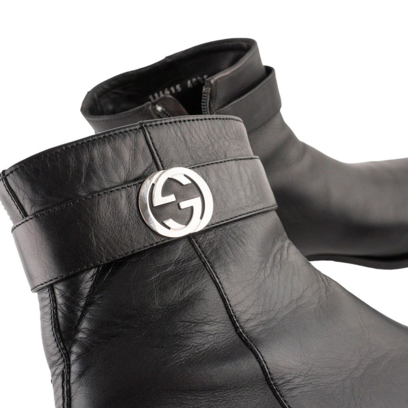 Gucci Gucci GG Interlocking Silver Logo Black Leather Zip Boots Size US 7.5 / EU 40-41 - 13 Thumbnail