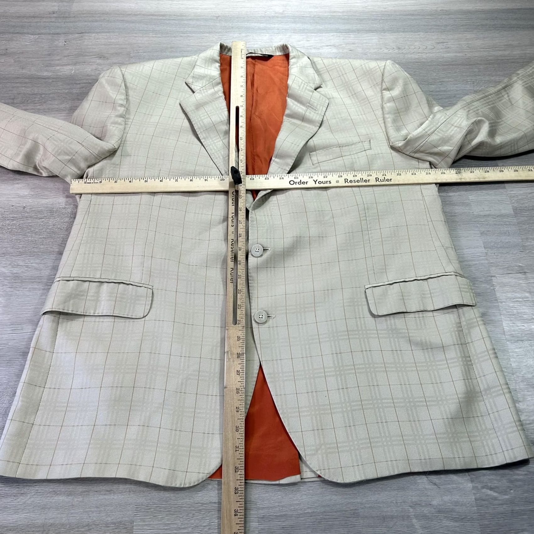 Vintage Coppley Black Label Blazer Mens 46 Beige Silk Wool Plaid Sport Coat Jacket Size 46R - 6 Thumbnail