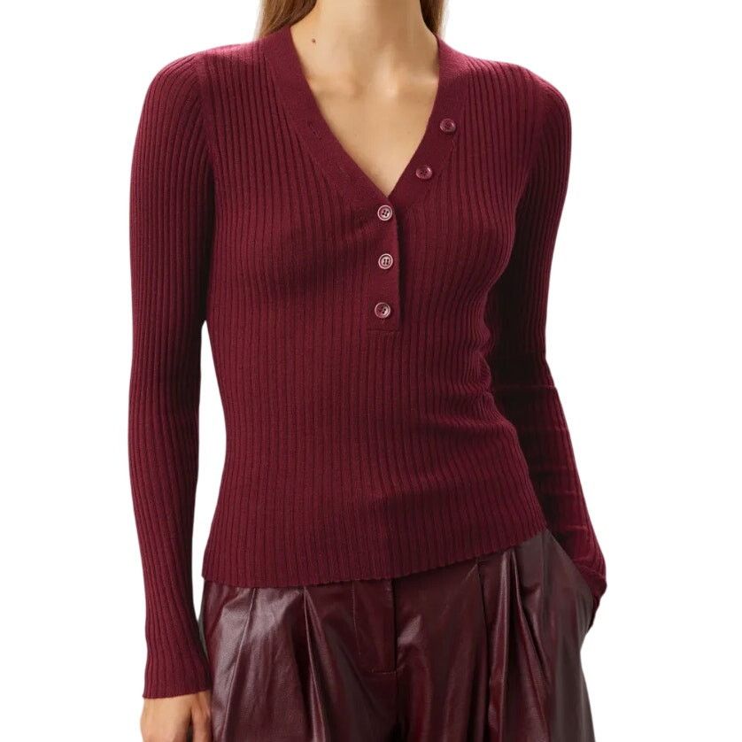 Derek Lam 10 Crosby Derek Lam 10 Crosby x RTR Ribbed Henley Sweater Red, Size M Size M / US 6-8 / IT 42-44 - 2 Thumbnail