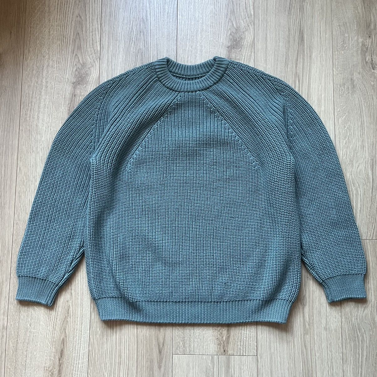 Batoner Signature Rib Crewneck Wool Sweater in Faded Turquoise Blue Size US M / EU 48-50 / 2 - 1 Thumbnail