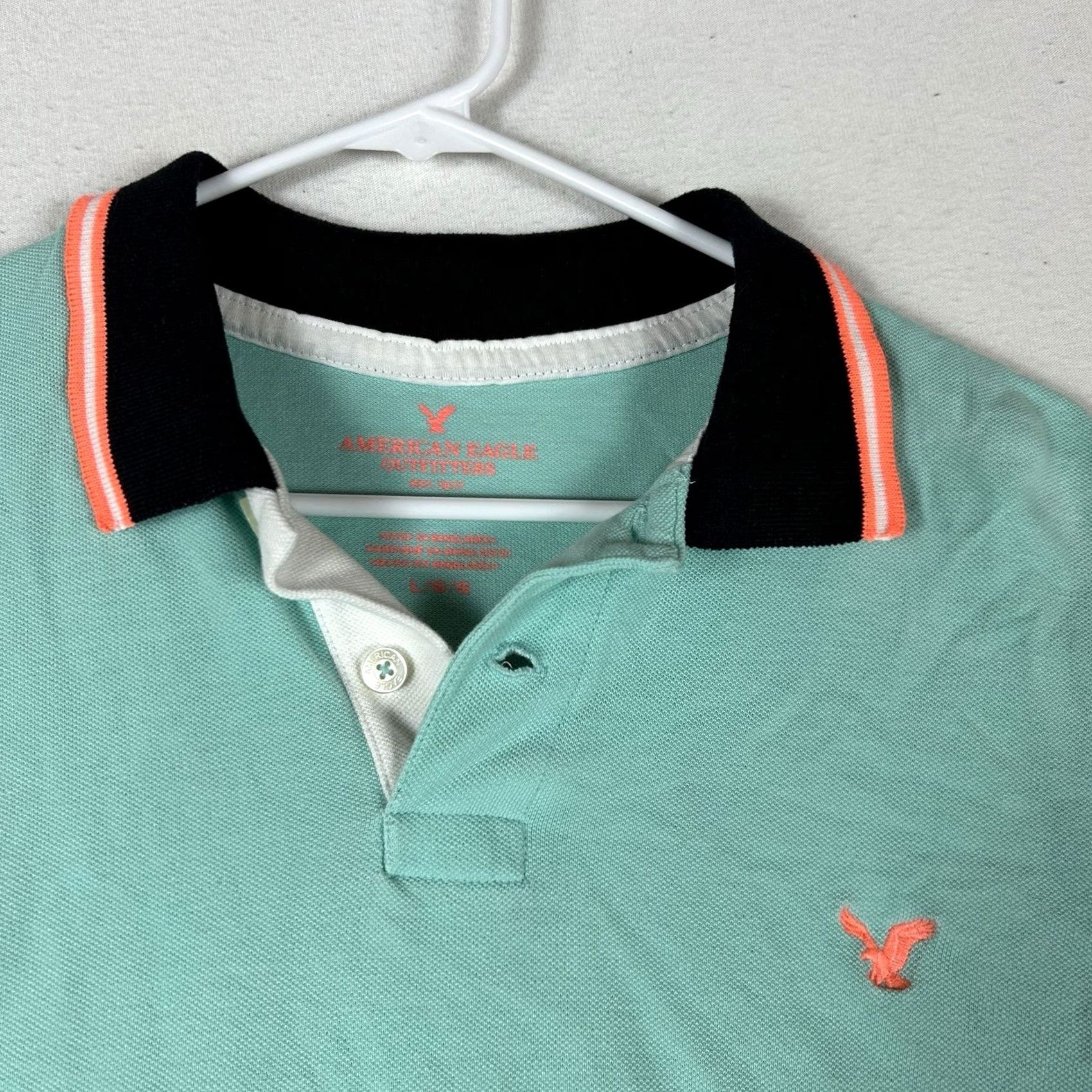 American Eagle Outfitters American Eagle Polo Shirt Men L 100% Cotton Green Teal Classic Embroidered Logo Crowned by AEO Size US L / EU 52-54 / 3 - 2 Thumbnail