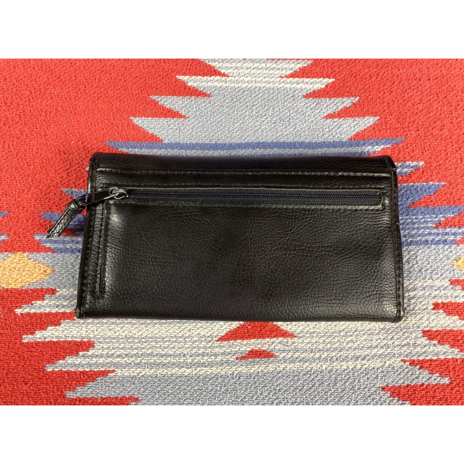 Liz Claiborne VINTAGE Liz Claiborne Leather Wallet Clutch Tri Fold Womens Black Zip-Around Zipper Credit Card Size ONE SIZE - 3 Thumbnail