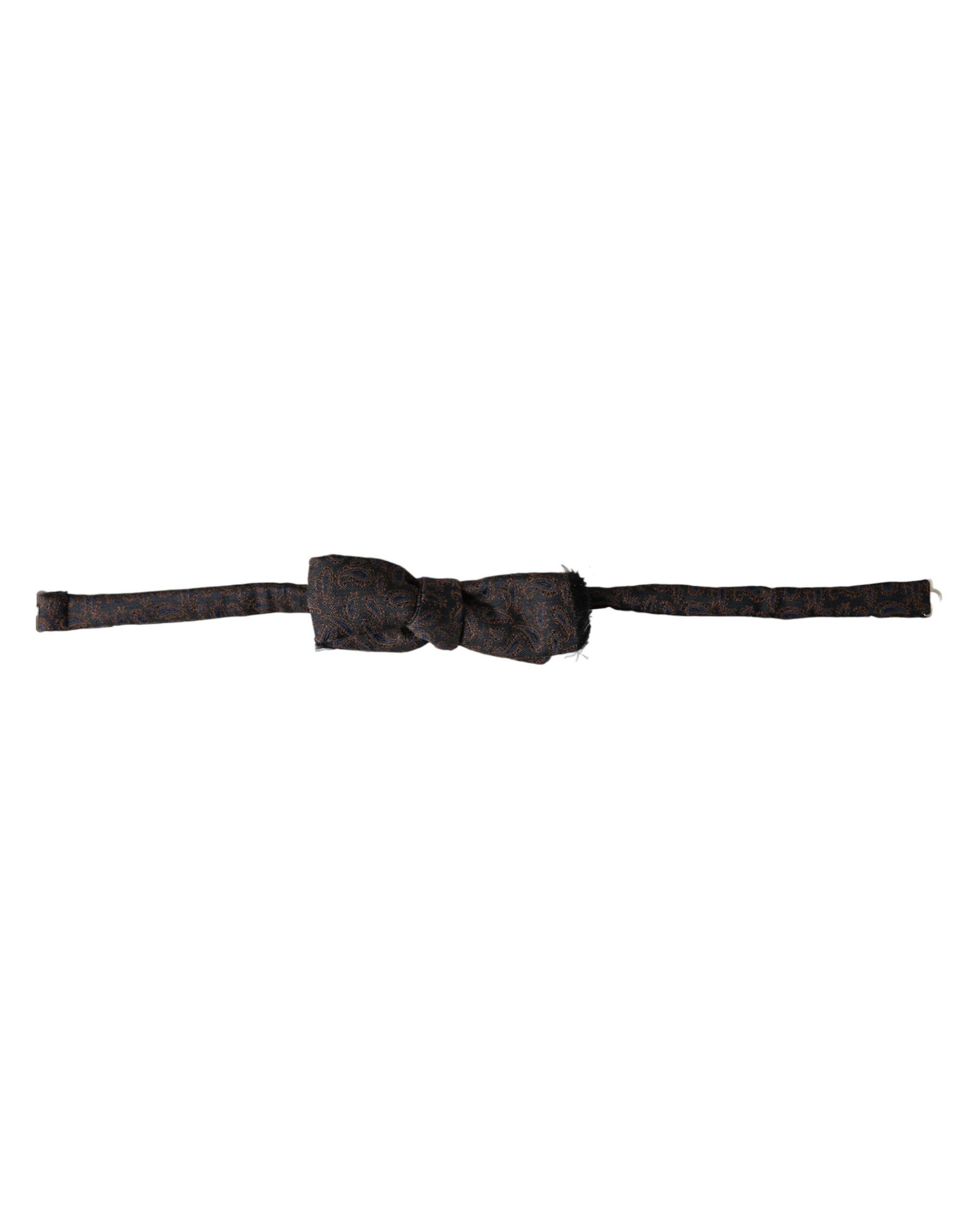 Dolce & Gabbana Brown Fantasy Silk Wool Adjustable Neck Men Bow Men's Tie Size ONE SIZE - 1 Thumbnail