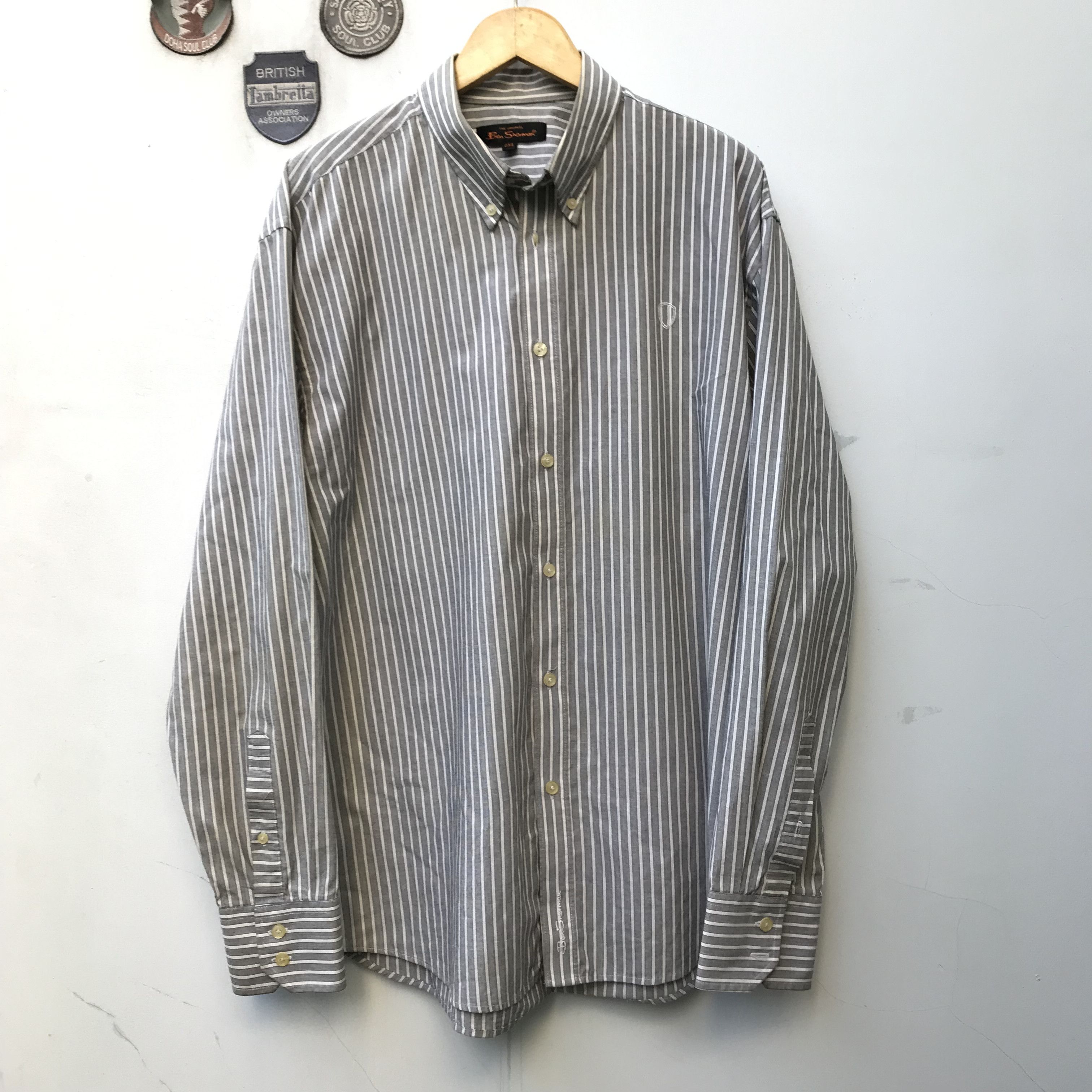 Ben Sherman × Vintage Ben Sherman Grey Stripes Shirt Button down 3 finger Colar Size US XL / EU 56 / 4 - 12 Thumbnail
