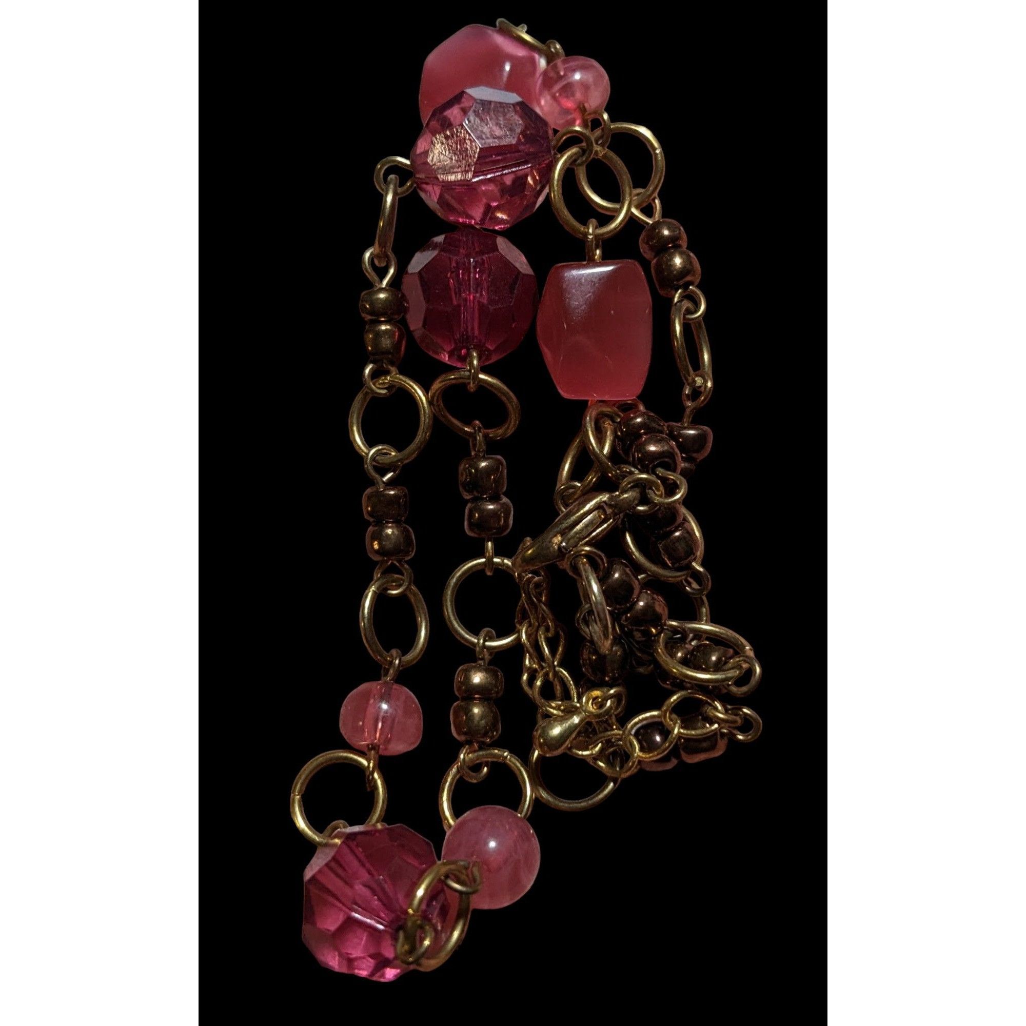 Other Pink And Gold Abstract Beaded Gem Necklace Size ONE SIZE - 4 Thumbnail