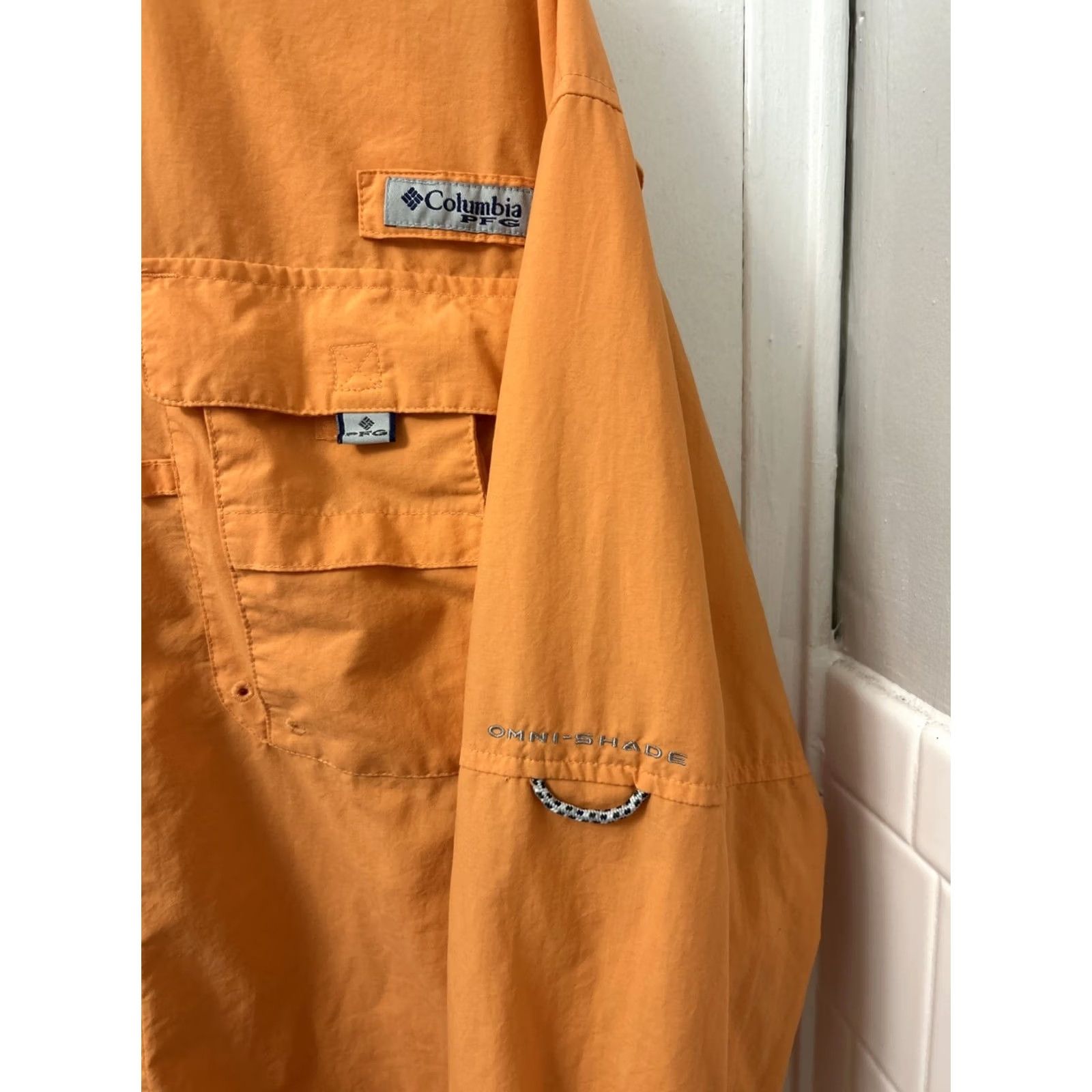 Vintage Columbia PFG Shirt Mens XL Orange Button-Down L/S Pockets Breathable Fishing Performance Casual Travel Size US XL / EU 56 / 4 - 7 Thumbnail