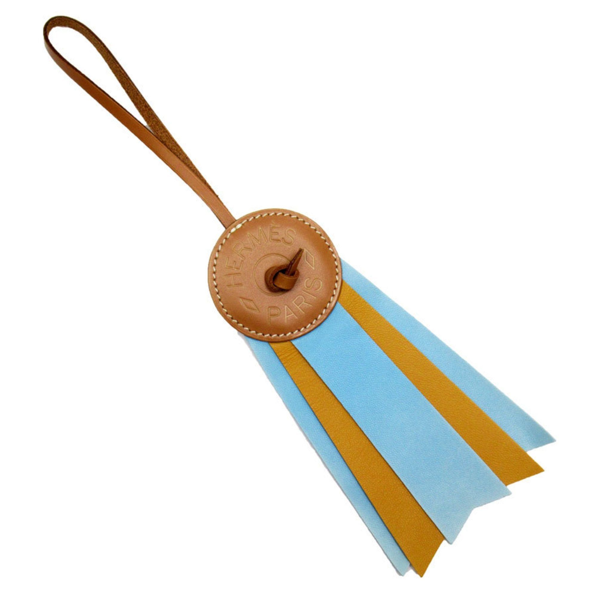 image of Hermes Charm Paddock Flotte Leather Brown Light Blue Men's Women's W0348G