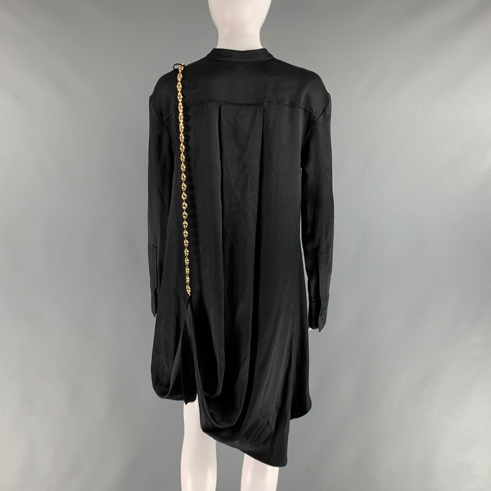 Loewe LOEWE Size 0 Black Gold Silk Chain Shirt Dress Size XS / US 0-2 / IT 36-38 - 4 Thumbnail
