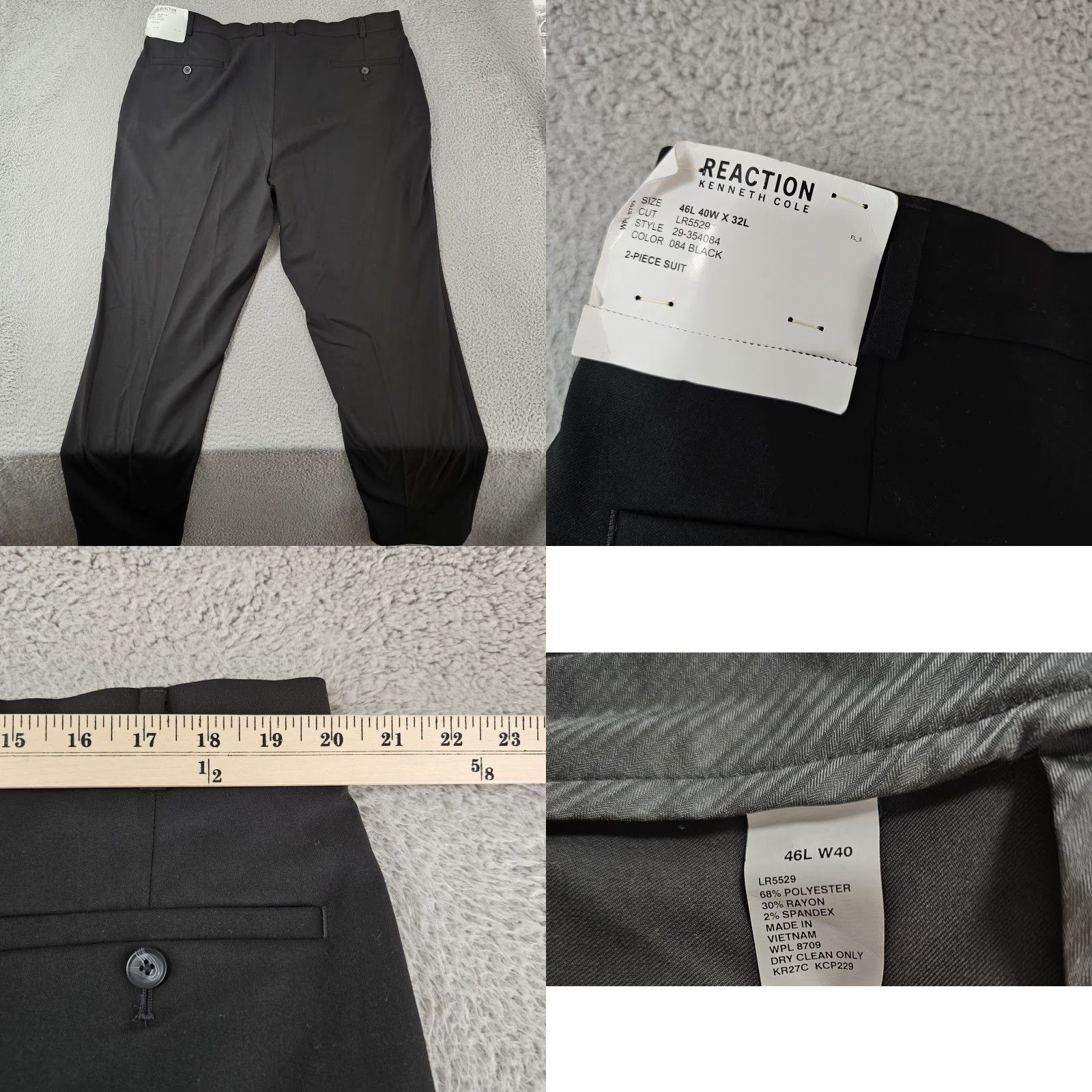Kenneth Cole Kenneth Cole Reaction Pants Mens 40x32 Black Dress Slacks Flat Front Office Work Stretch Pockets Size US 40 / EU 56 - 8 Thumbnail