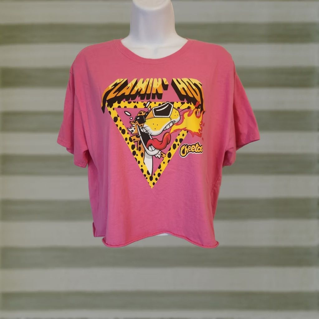 Pinko Cheetos Shirt Women's M Pink Cropped Graphic Tee Short Sleeve Crew Neck T-Shirt Casual Sleeves Cotton Blend Knit Size M / US 6-8 / IT 42-44 - 1 Thumbnail