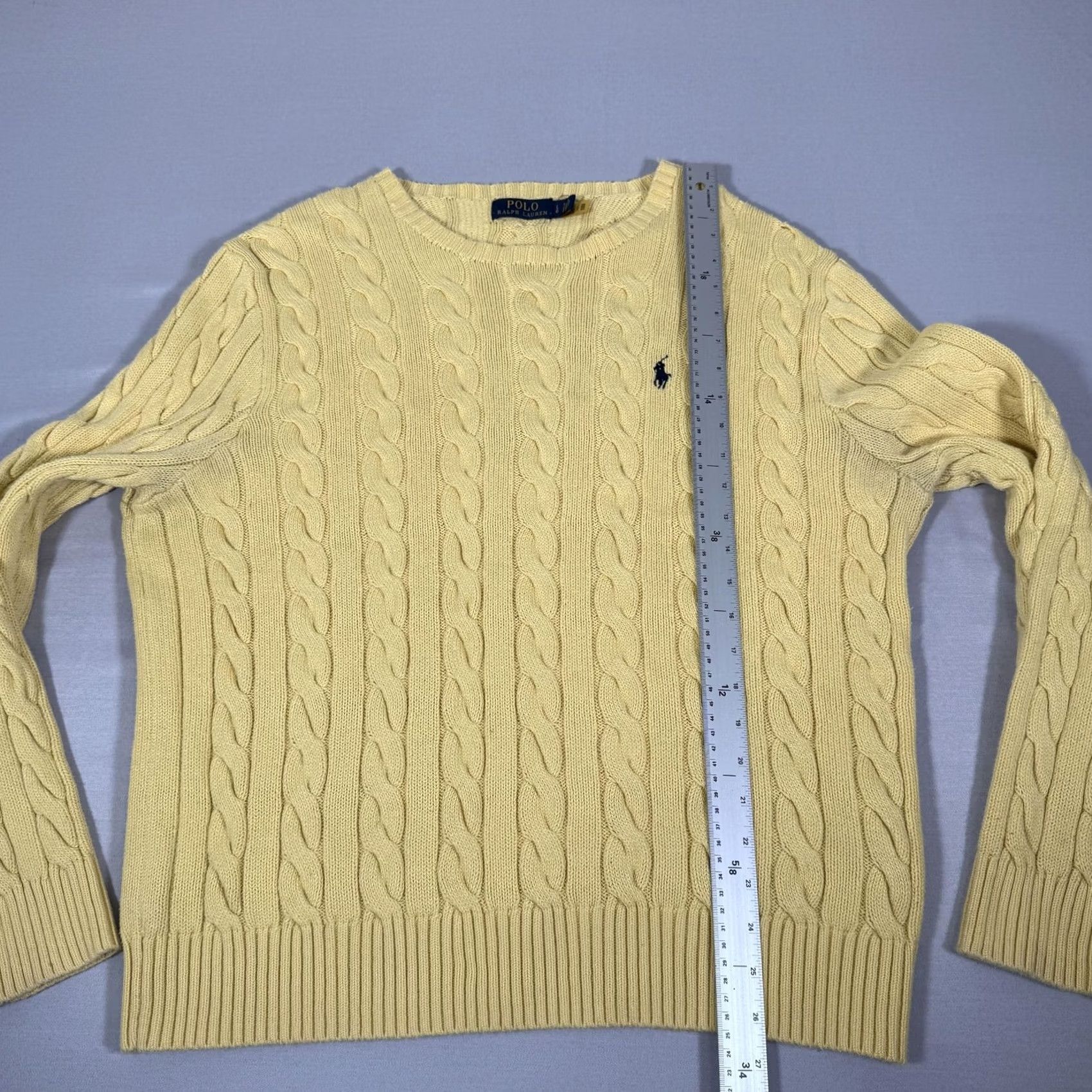 Polo Ralph Lauren Polo Ralph Lauren Sweater Mens Large Yellow Cable-Knit Crewneck Pullover Pony Size US L / EU 52-54 / 3 - 5 Thumbnail