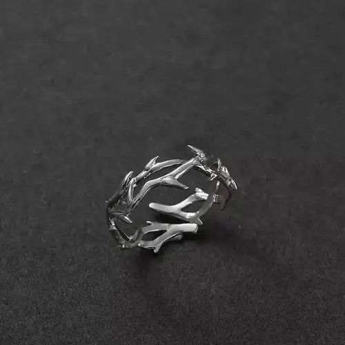 Jewelry × Vintage Punk Irregular Thorns Couple Ring Adjustable Size ONE SIZE - 2 Thumbnail