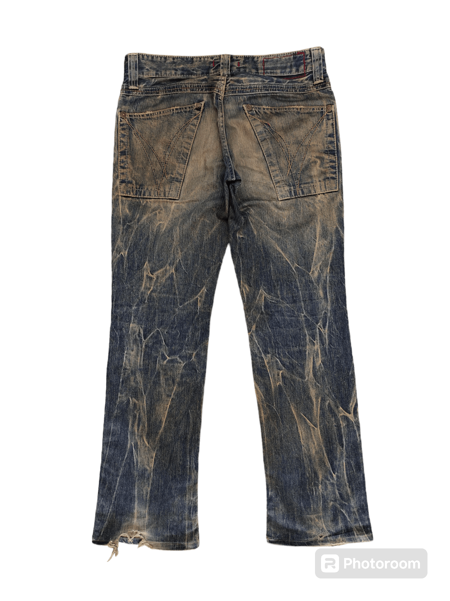 If Six Was Nine 1990s Blue Way Japan Clawmark Distress Faded Denim Jeans Size US 33 - 10 Thumbnail