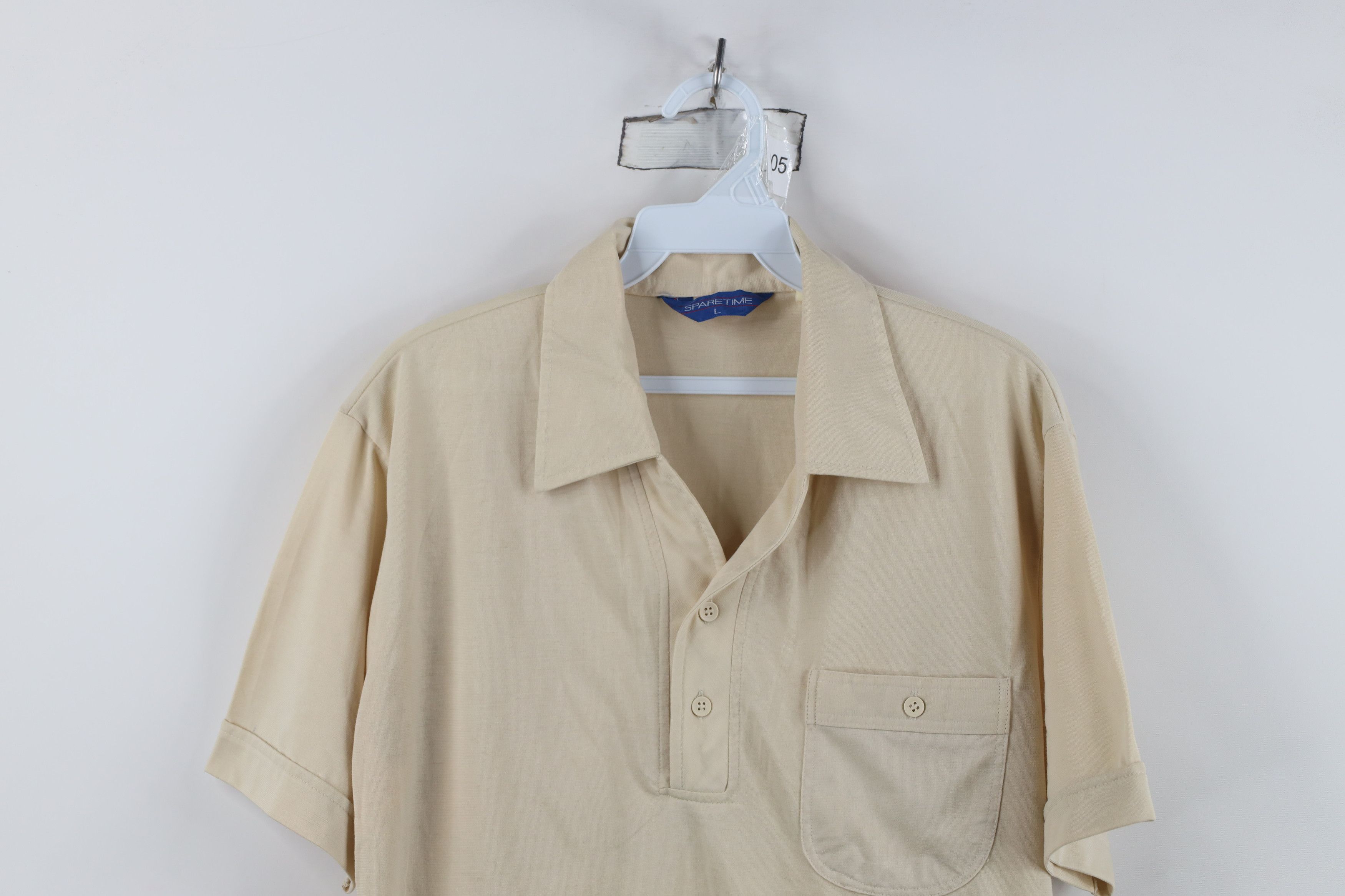 Vintage Vintage 70s Streetwear Knit Collared Golf Polo Shirt Beige Size US L / EU 52-54 / 3 - 2 Thumbnail