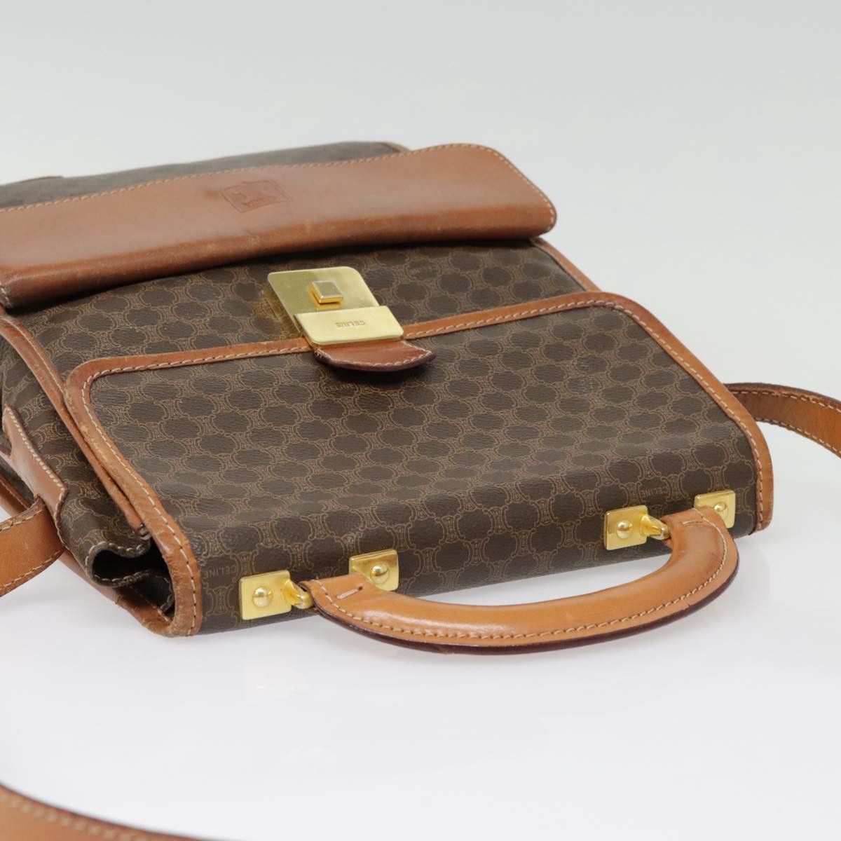 Celine CELINE Macadam Canvas Shoulder Bag Pvc Leather Brown Gold Size ONE SIZE - 6 Thumbnail
