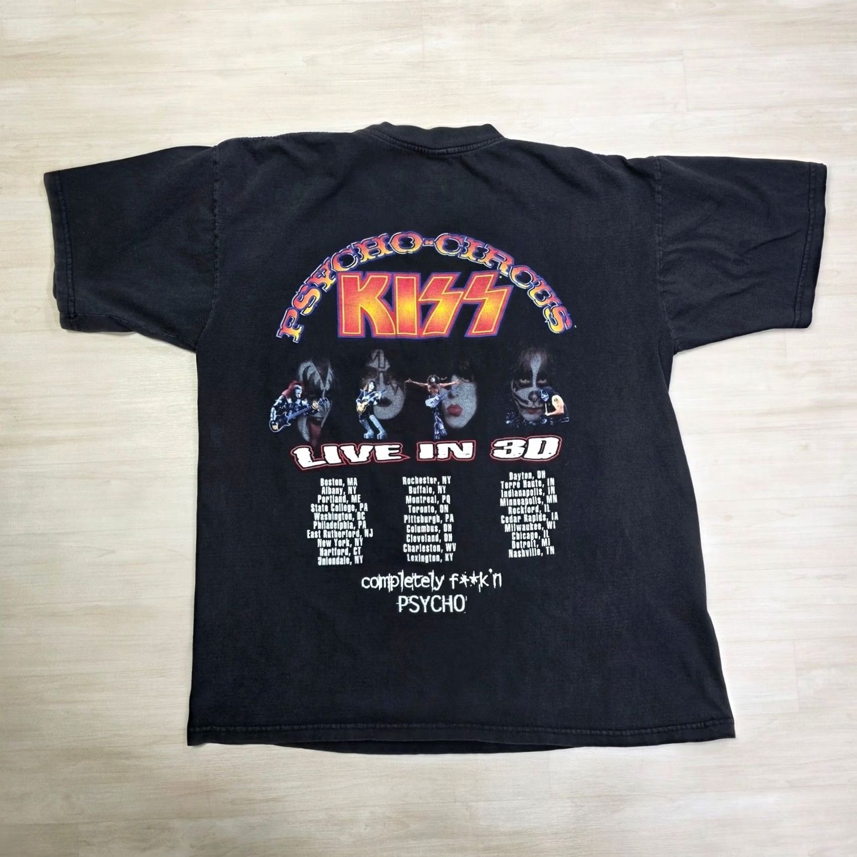 Olive VINTAGE KISS Psycho Circus Tour Band Shirt Galumo Size Large Black Mens 1998 Size US L / EU 52-54 / 3 - 2 Thumbnail