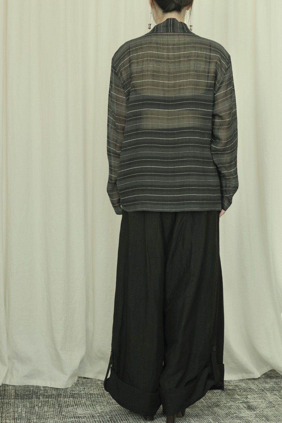Issey Miyake Issey Miyake Permanente SS97 Sheer Striped Linen Wrap Shirt Size M / US 6-8 / IT 42-44 - 2 Thumbnail