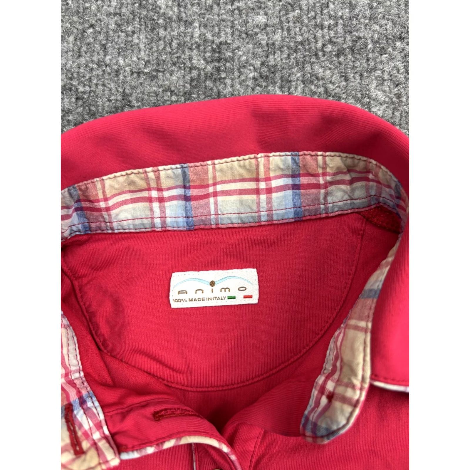 Vintage VINTAGE Animo Polo Shirt Womens XS Red Plaid Trim Rhinestone Logo Made Italy Size S / US 4 / IT 40 - 2 Thumbnail