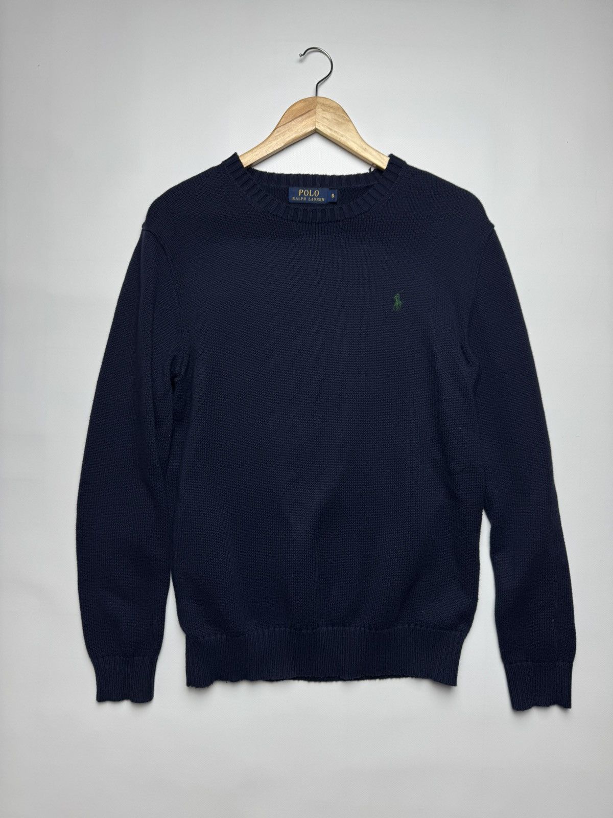 Polo Ralph Lauren Polo Ralph Lauren Navy Cotton Crewneck Sweater - Green Pony Size US S / EU 44-46 / 1 - 1 Thumbnail
