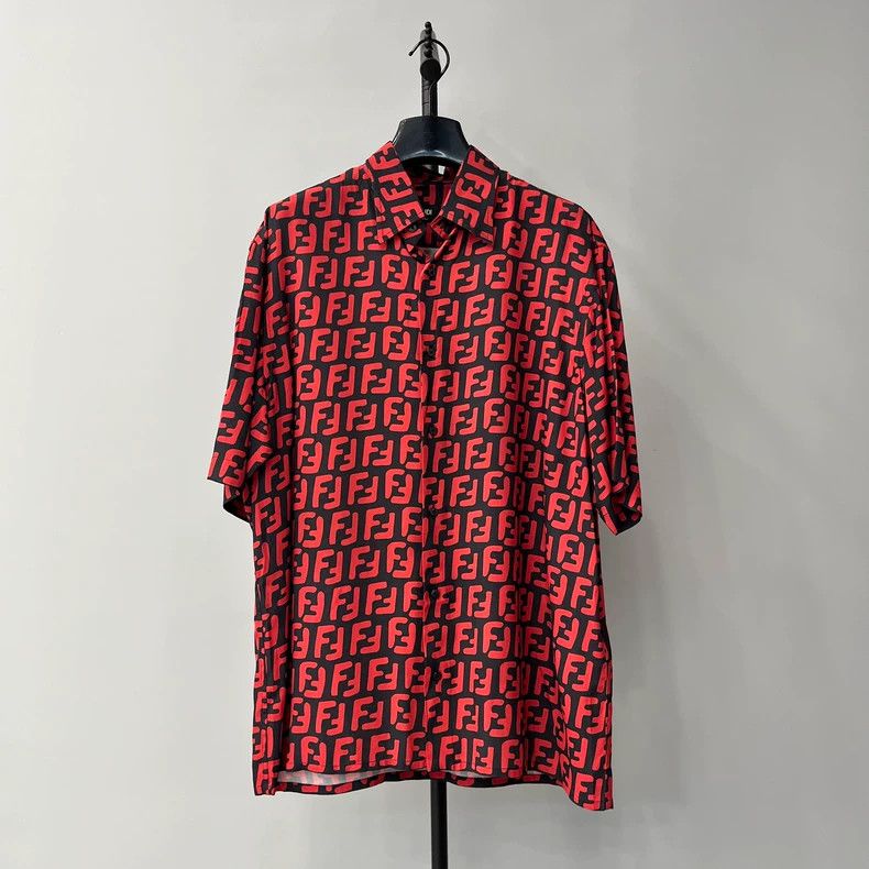 Fendi FENDI Red Black Logo Silk Shirt - dmc Size US XS / EU 42 / 0 - 1 Thumbnail