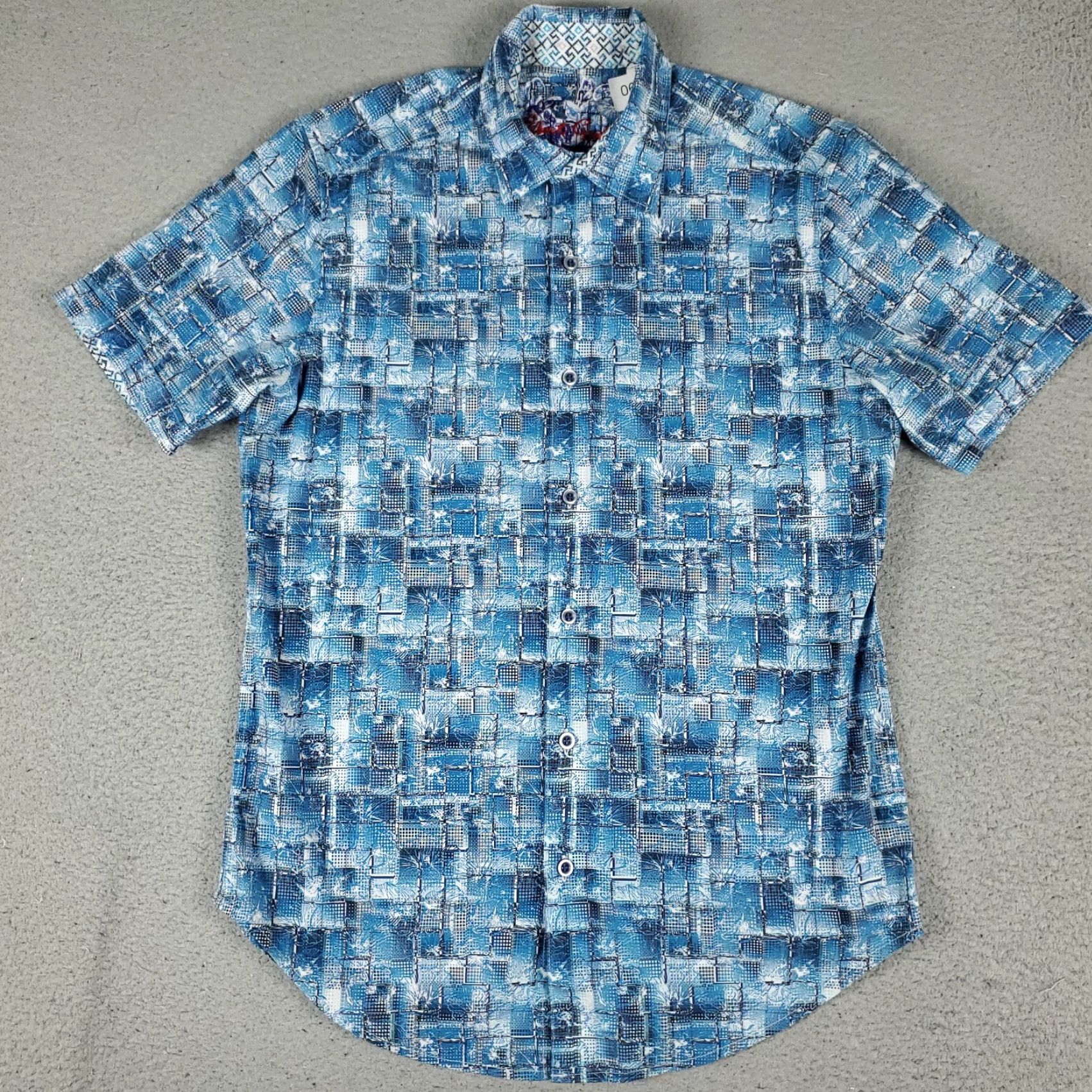 Robert Graham Robert Graham Shirt Mens Small Blue Geometric Casual Button-Up Short Sleeve Size US S / EU 44-46 / 1 - 2 Thumbnail