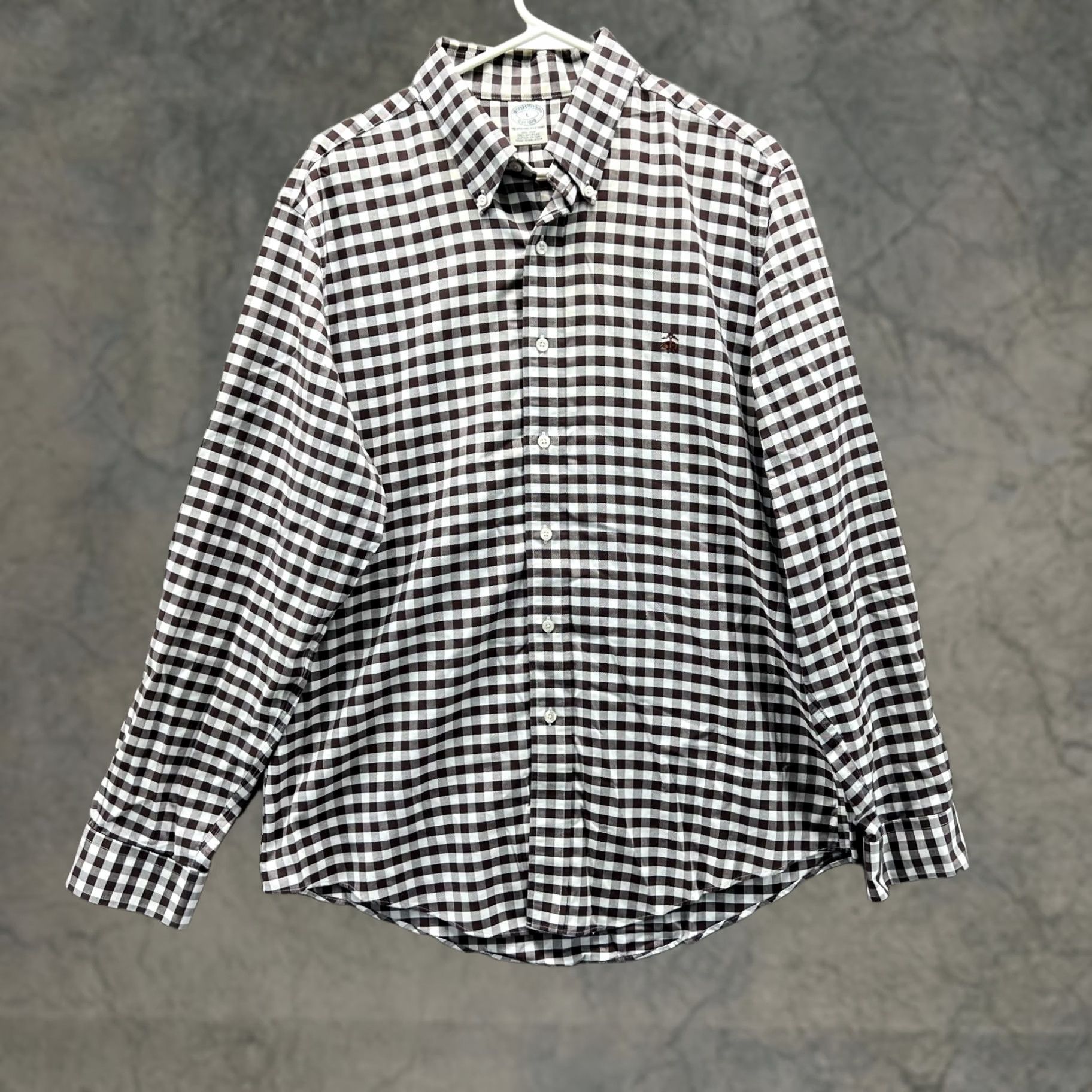 Brooks Brothers VINTAGE Brooks Brothers 1818 Shirt Mens Large Brown White Button-Down Gingham Preppy Size US L / EU 52-54 / 3 - 1 Thumbnail