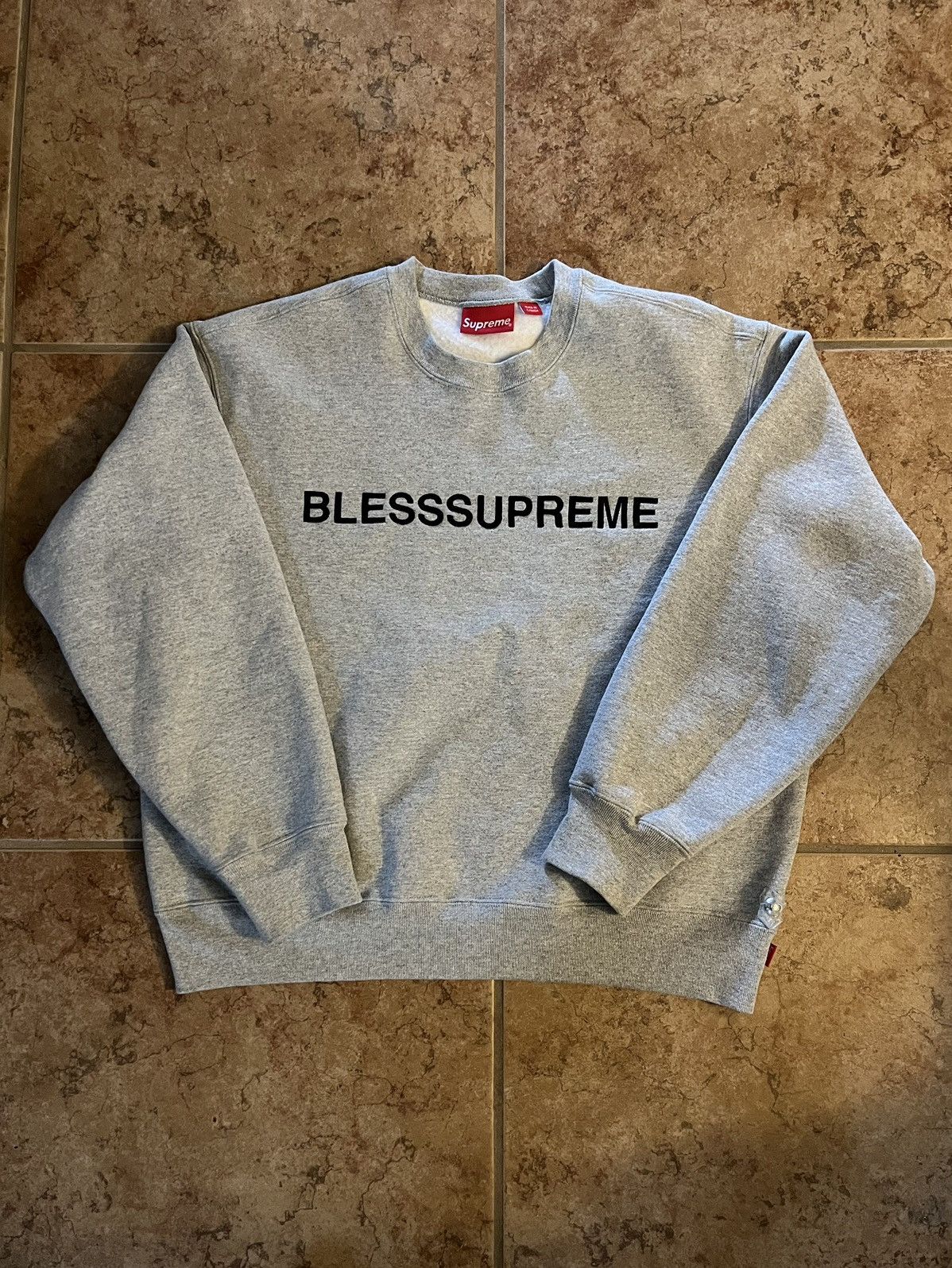 image of Fw23 Supreme Bless Crewneck in Grey, Men's (Size Small)