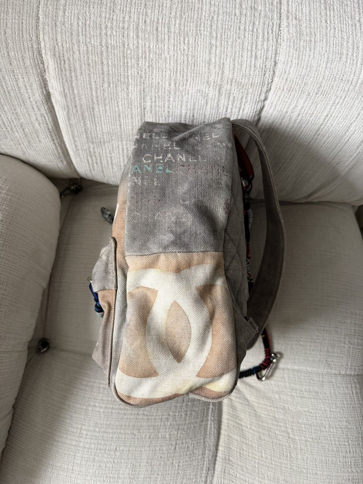 Chanel SS14 Artclass Light Grey Canvas Graffiti Backpack FULL SET Size ONE SIZE - 16 Thumbnail