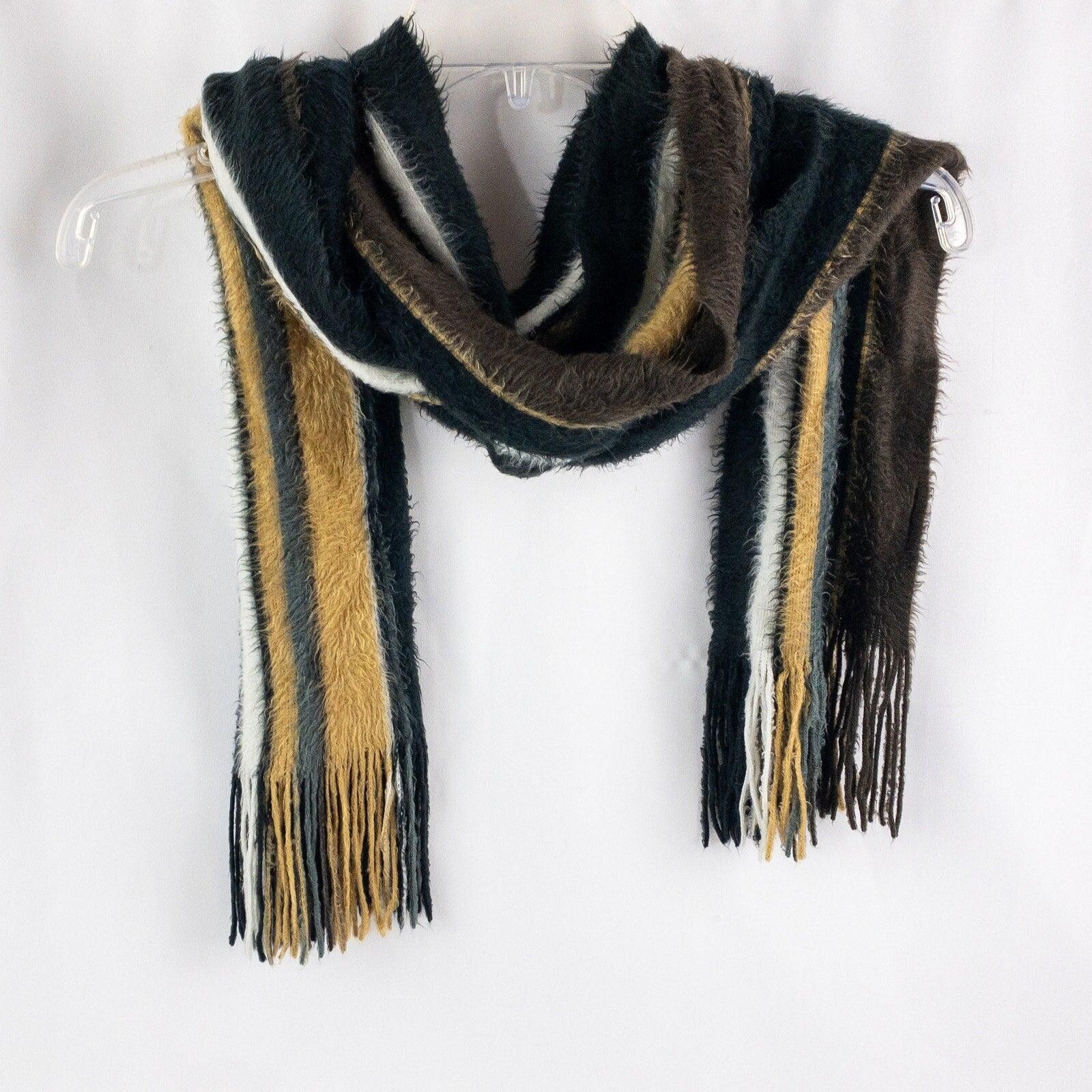 Other Cejon Brown Black White Striped Scarf Men Women One Size Size ONE SIZE - 2 Thumbnail