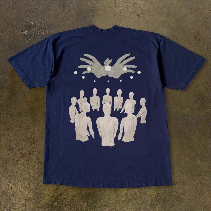 Vintage Blue street washed retro palm print t-shirt Size US L / EU 52-54 / 3 - 1 Thumbnail