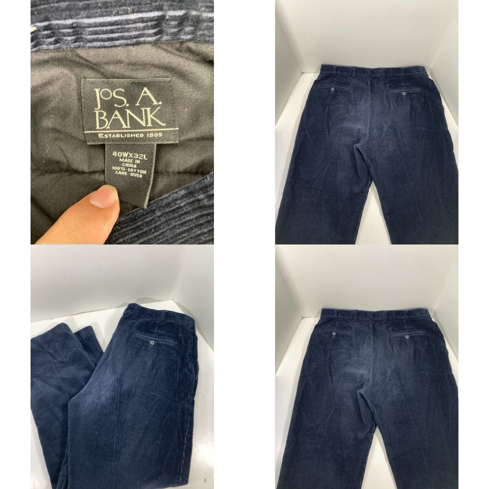 Jos. A. Bank Jos A Bank Chino Pants Mens 40X32 Blue Corduroy Cotton Straight Leg Pockets Size US 40 / EU 56 - 8 Thumbnail