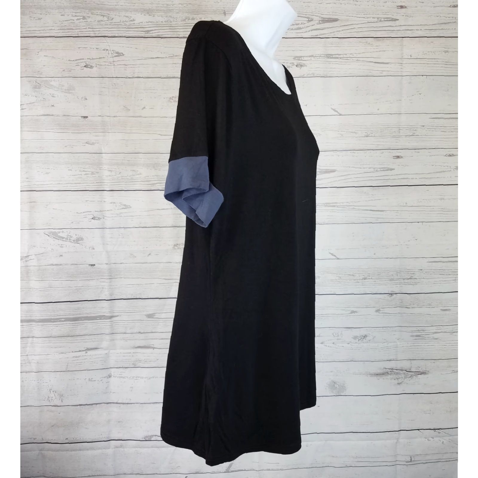 Vintage Sarin Mathews Womens Tee Sz Medium Short Sleeve Black Gray Cotton Blend Size 32" / US 10 / IT 46 - 2 Thumbnail