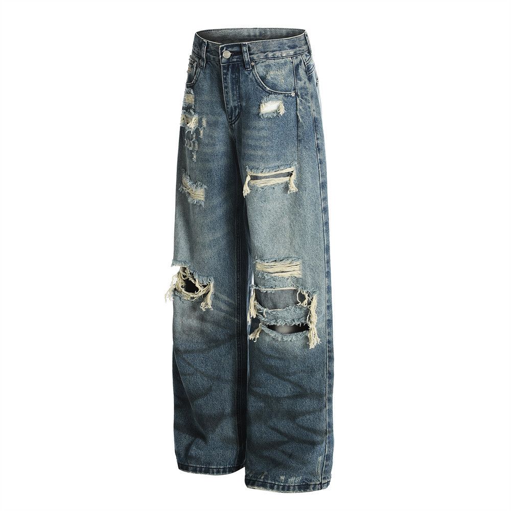 Japanese Brand × Jean Men's distressed loose punk heavy washed ripped jeans Size US 32 / EU 48 - 2 Thumbnail