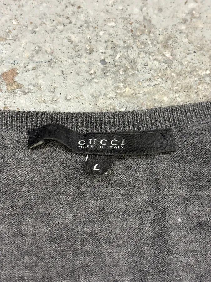 Gucci 2010s Gucci Grey Wool Contrast Classy Sweater Size US M / EU 48-50 / 2 - 9 Thumbnail