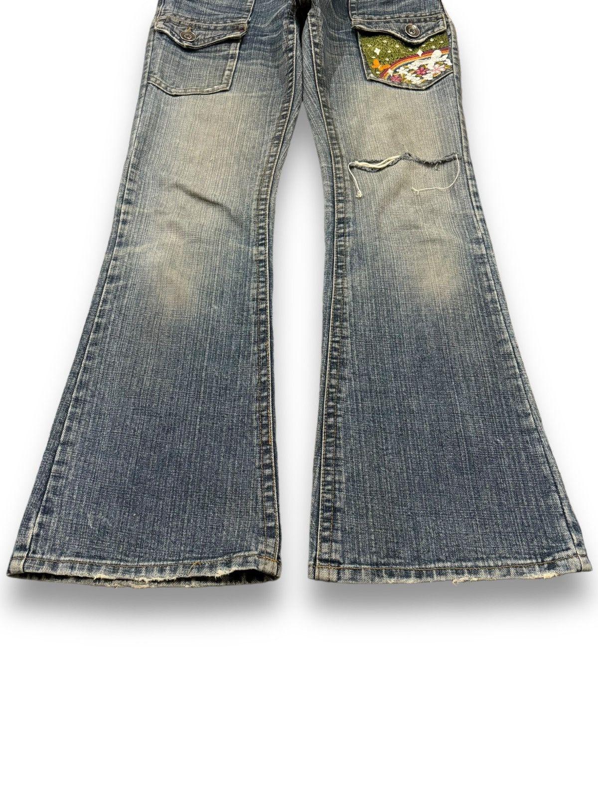 Japanese Brand Vintage Japanese Brand Floral Mud Wash Flare Bush Jeans Size US 31 - 8 Thumbnail