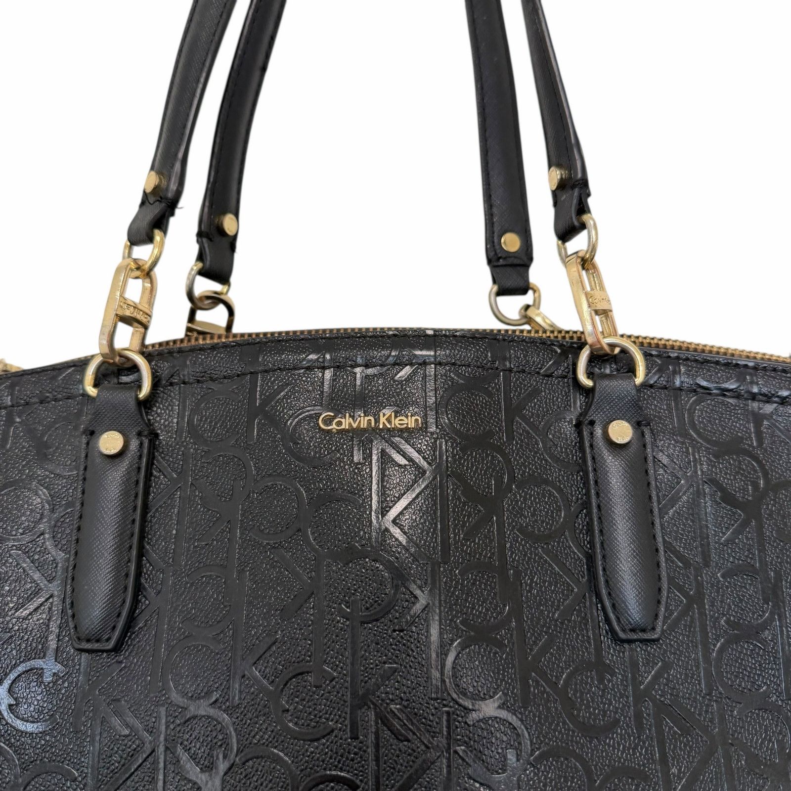 Calvin Klein Calvin Klein Black Monogram Patent Leather Handbag Size ONE SIZE - 2 Thumbnail