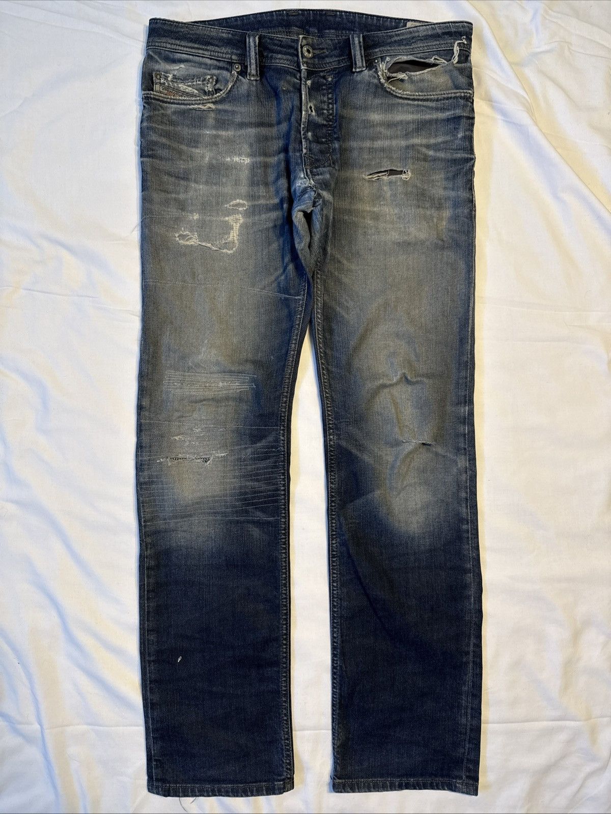Diesel Diesel Safado Distressed Repaired Dark Wash Blue Jeans Size US 32 / EU 48 - 1 Thumbnail