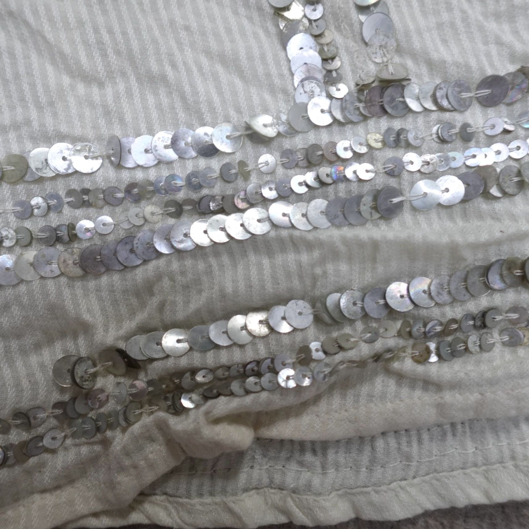 Topshop Topshop Kate Moss Womens Dress 6 Beige Sequin Boho Festival Sundress Casual Party/Cocktail Women Girls Mens Size M / US 6-8 / IT 42-44 - 2 Thumbnail