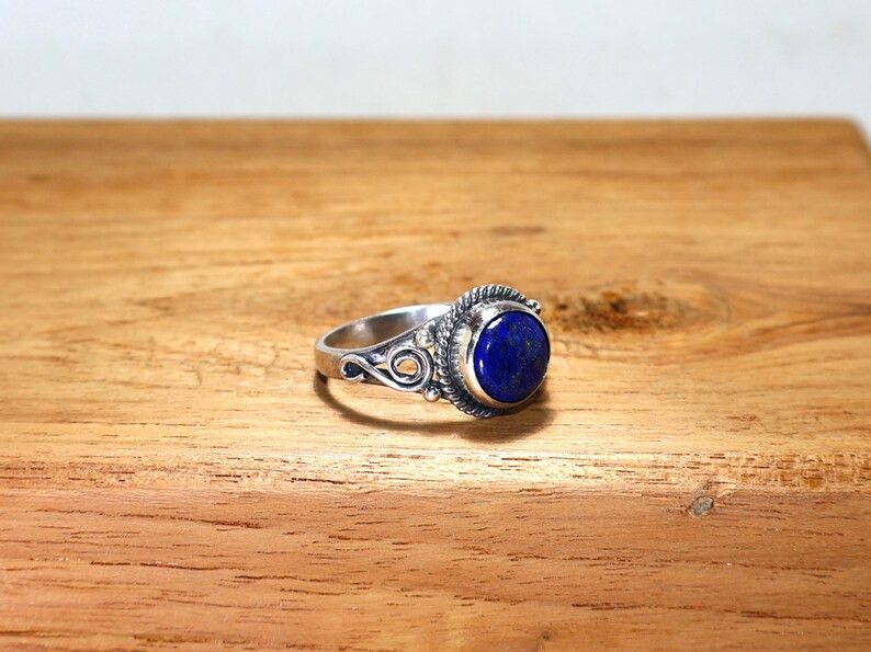 Handmade Blue Lapis Lazuli Ring, Handmade 925 Sterling Silver Jewelry Size ONE SIZE - 3 Thumbnail