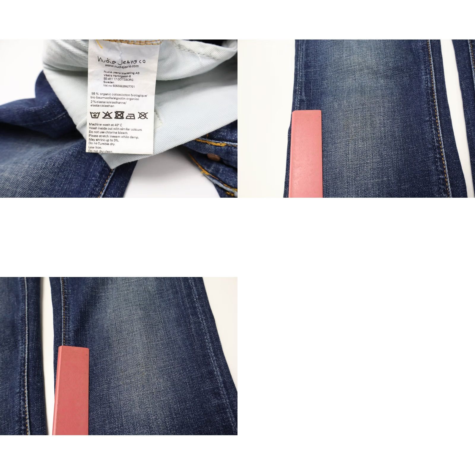 Vintage Nudie Skinny Lin Flat Love Jeans Mens W28/L32 Faded Whiskers Zip Fly Stretched Size US 28 / EU 44 - 8 Thumbnail