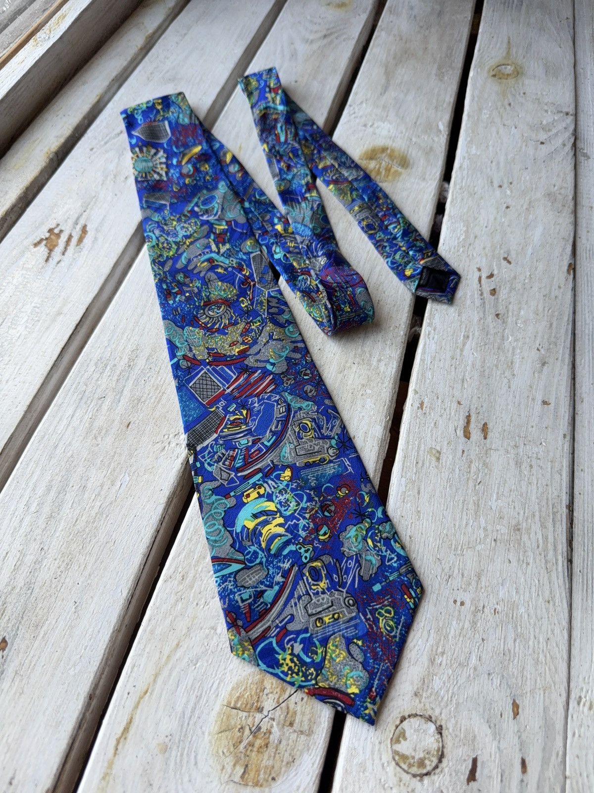 Other Mikron Futuristic Abstract Tie Tech Sci-Fi Print Blue Size ONE SIZE - 1 Thumbnail